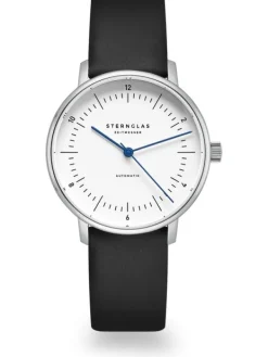 STERNGLAS Damenuhren-NAOS XS Automatik weiß Band Klassik schwarz S02-ND01-KL05