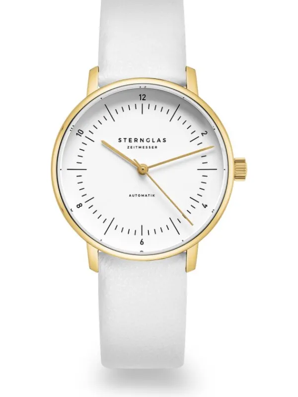 STERNGLAS Damenuhren-NAOS XS Automatik weiß goldf. Band Klassik weiß S02-ND02-KL13