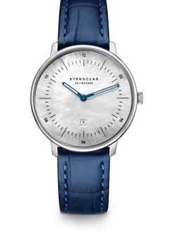 STERNGLAS Damenuhren-NAOS XS Edition Perlmutt weiß Leder Dunkelblau S01-NDP01-NB02