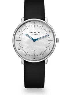 STERNGLAS Damenuhren-NAOS XS Edition Perlmutt weiß Leder schwarz S01-NDP01-KL05