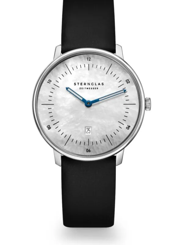 STERNGLAS Damenuhren-NAOS XS Edition Perlmutt weiß Leder schwarz S01-NDP01-KL05