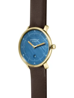 STERNGLAS Damenuhren-NAOS XS Edition Perlmutt dunkelblau Leder schwarz S01-NDP07-KL08