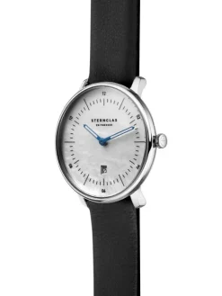 STERNGLAS Damenuhren-NAOS XS Edition Perlmutt weiß Leder schwarz S01-NDP01-KL05