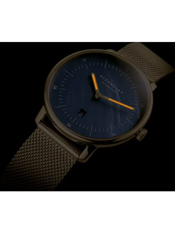 STERNGLAS Damenuhren-NAOS XS Edition Perlmutt dunkelblau Milanaise S01-NDP07-MI07