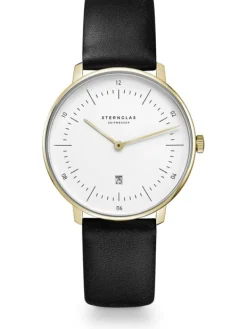 STERNGLAS Damenuhren-NAOS XS goldf. schw. Leder S01-ND02-KL08