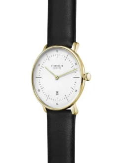 STERNGLAS Damenuhren-NAOS XS goldf. schw. Leder S01-ND02-KL08