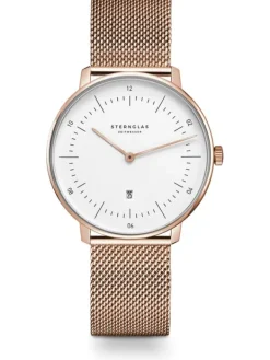 STERNGLAS Damenuhren-NAOS XS weiß Milanaise roségoldf. S01-ND13-MI09