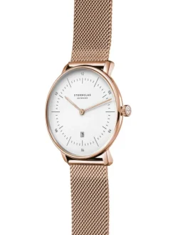 STERNGLAS Damenuhren-NAOS XS weiß Milanaise roségoldf. S01-ND13-MI09