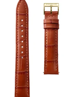 STERNGLAS Uhrenarmbänder | Zubehör-Noble 16 mm cognac Schließe goldf poliert S03-NB01