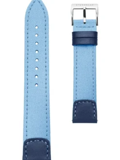 STERNGLAS Uhrenarmbänder-Nylon 20 mm hellblau, silber poliert S03-NY05