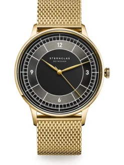 STERNGLAS Herrenuhren | Damenuhren-SEDIUS schwarz gold / Milanaise 20 gold S01-SD04-MI05