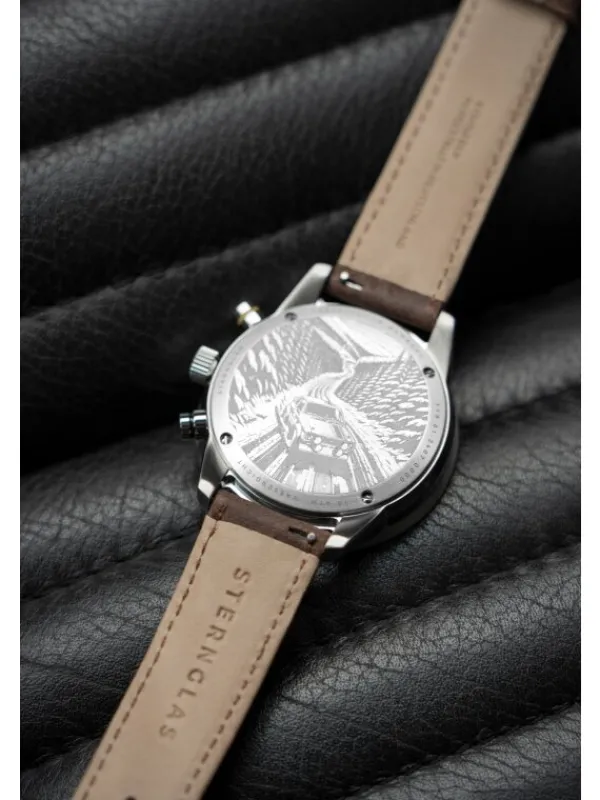 STERNGLAS Herrenuhren-TACHYMETER 2.0 dunkelblau Modena dunkelbraun S01-TM06-MO23