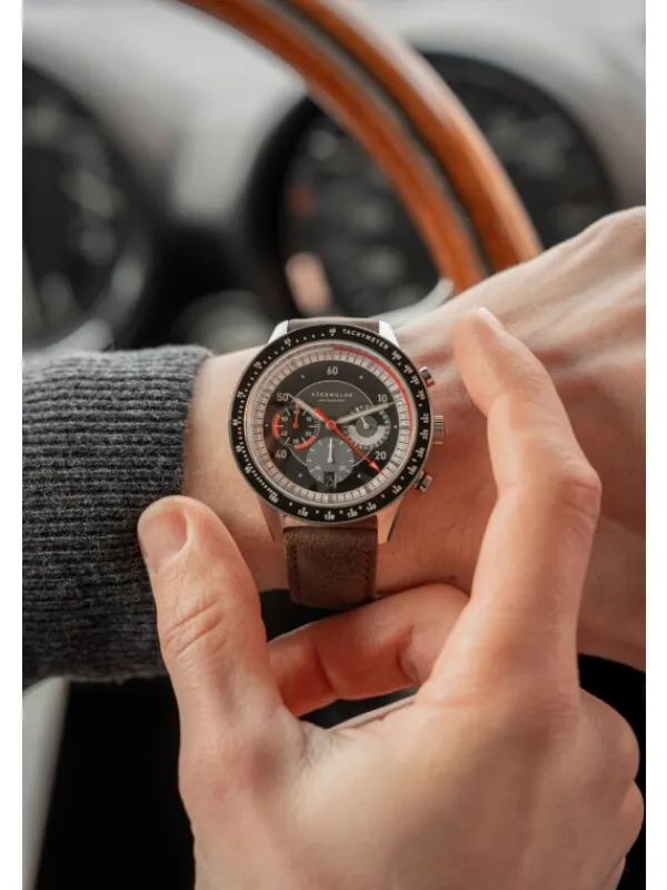 STERNGLAS Herrenuhren-TACHYMETER 2.0 dunkelblau Modena dunkelbraun S01-TM06-MO23