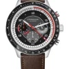 STERNGLAS Herrenuhren-TACHYMETER 2.0 schwarz Band Modena dunkelbraun S01-TM03-MO23