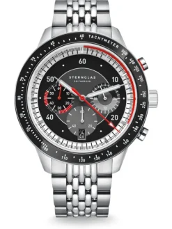 STERNGLAS Herrenuhren-TACHYMETER 2.0 schwarz Metallarmband S01-TM03-ME14