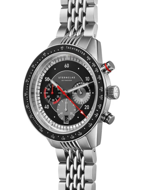 STERNGLAS Herrenuhren-TACHYMETER 2.0 schwarz Metallarmband S01-TM03-ME14