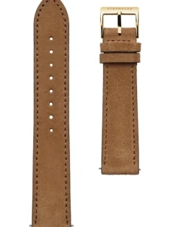 STERNGLAS Zubehör-Wildleder 20mm braun silber Schließe goldf. poliert S03-WL02