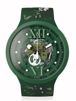 SWATCH Damenuhren-CAMOFLOWER GREEN SB05G104