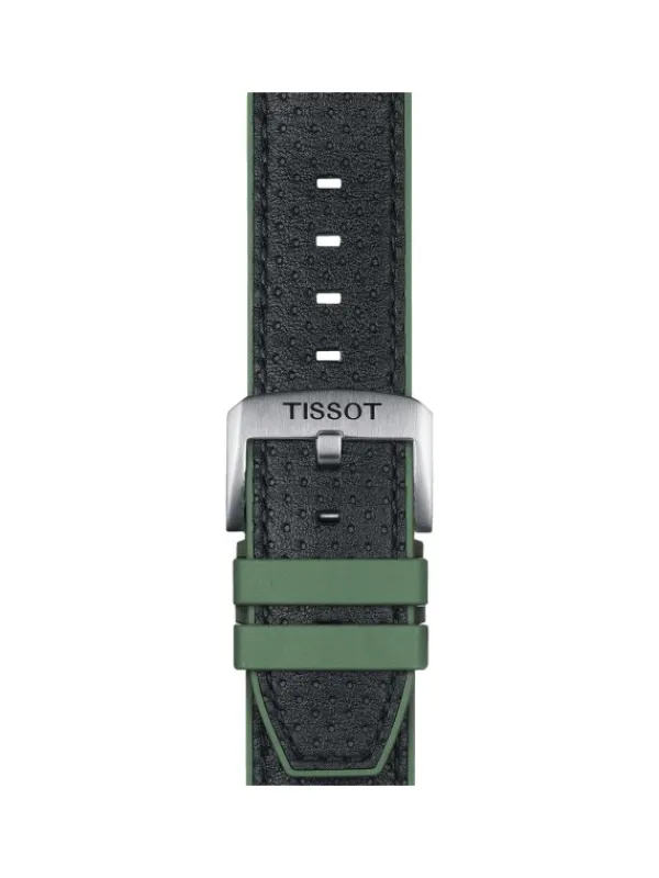 TISSOT Uhrenarmbänder-Original Lederarmband mit Kautschukelementen schwarz/grün Bandanstoß 22 mm T85.2.0.46.787