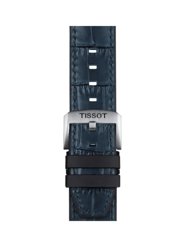 TISSOT Uhrenarmbänder-Original Lederarmband mit Kautschukelementen blau Bandanstoß 22 mm T85.2.0.46.765