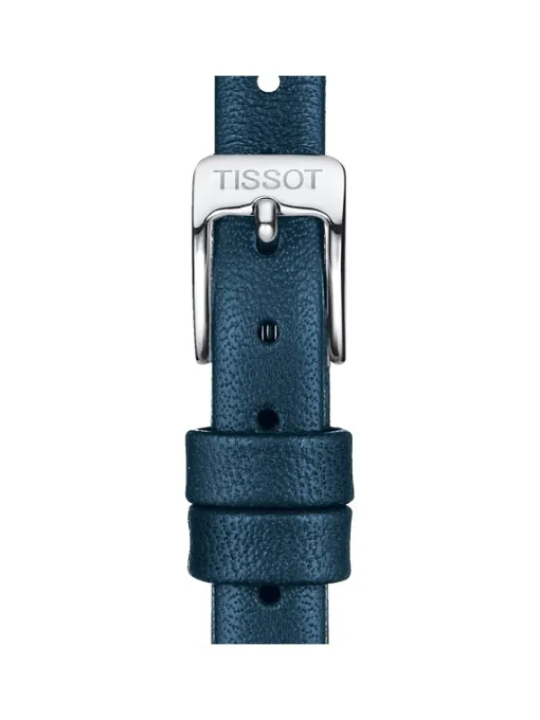 TISSOT Uhrenarmbänder-Original Lederarmband blau Bandanstoß 09 mm T85.2.0.43.163