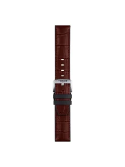 TISSOT Uhrenarmbänder-Original Lederarmband mit Kautschukelementen braun Bandanstoß 22 mm T85.2.0.46.767
