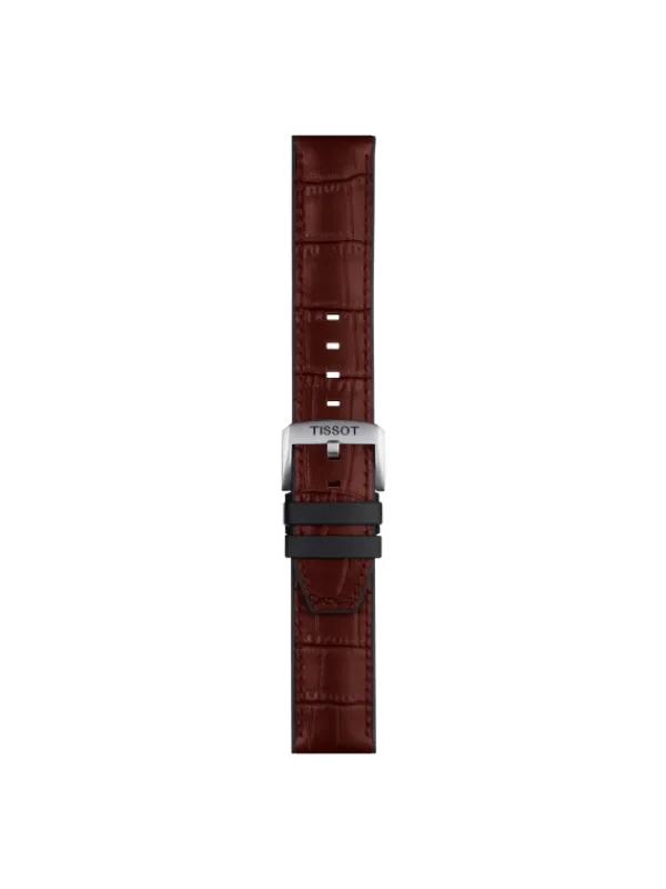 TISSOT Uhrenarmbänder-Original Lederarmband mit Kautschukelementen braun Bandanstoß 22 mm T85.2.0.46.767