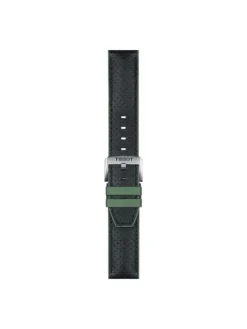 TISSOT Uhrenarmbänder-Original Lederarmband mit Kautschukelementen schwarz/grün Bandanstoß 22 mm T85.2.0.46.787