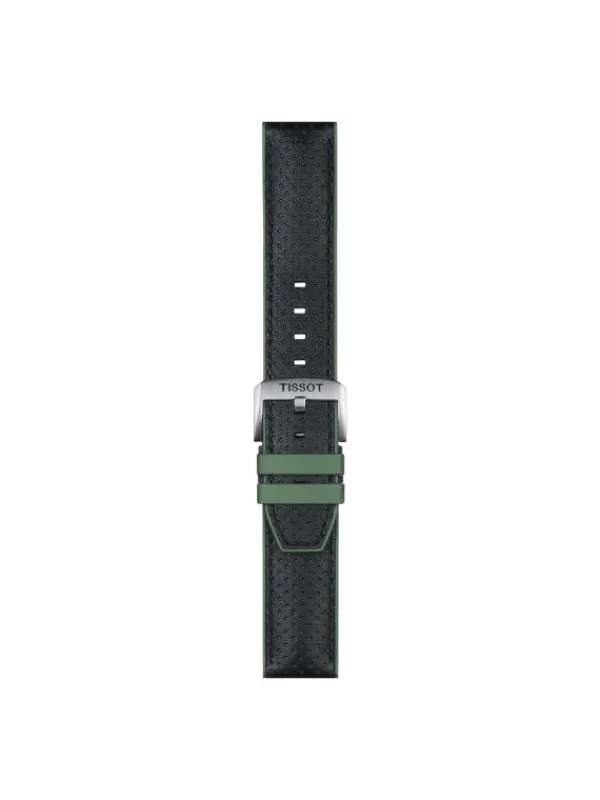 TISSOT Uhrenarmbänder-Original Lederarmband mit Kautschukelementen schwarz/grün Bandanstoß 22 mm T85.2.0.46.787