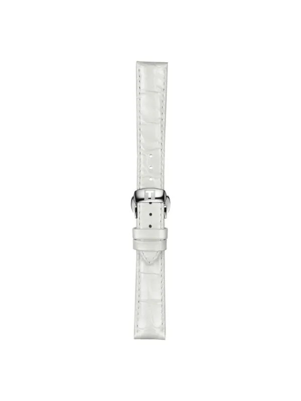 TISSOT Uhrenarmbänder-Original Lederarmband weiß Bandanstoß 16 mm T85.2.0.36.795
