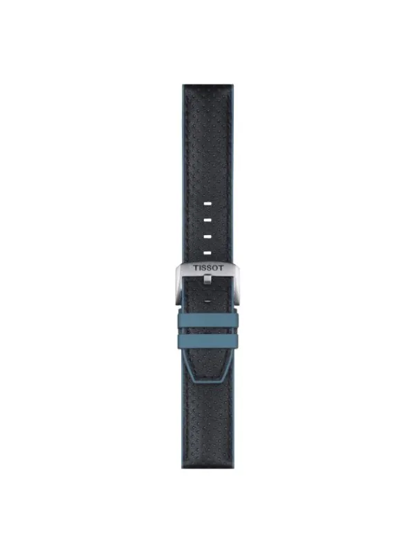 TISSOT Uhrenarmbänder-Original Lederarmband mit Kautschukelementen schwarz/blau Bandanstoß 22 mm T85.2.0.46.785