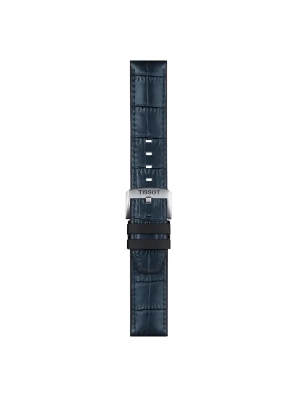 TISSOT Uhrenarmbänder-Original Lederarmband mit Kautschukelementen blau Bandanstoß 22 mm T85.2.0.46.765