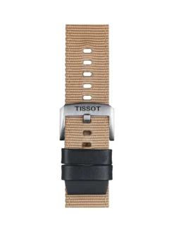 TISSOT Uhrenarmbänder-Original Textilarmband mit Lederelementen beige Bandanstoß 22 mm T85.2.0.46.752