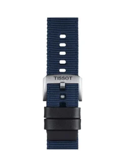 TISSOT Uhrenarmbänder-Original Textilarmband mit Lederelementen blau Bandanstoß 22 mm T85.2.0.46.754