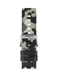 TISSOT Uhrenarmbänder-Original Textilarmband mit Lederelementen camouflage Bandanstoß 22 mm T85.2.0.46.771