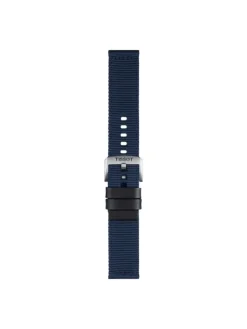 TISSOT Uhrenarmbänder-Original Textilarmband mit Lederelementen blau Bandanstoß 22 mm T85.2.0.46.754