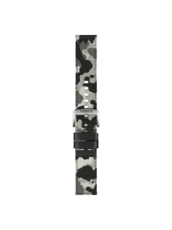 TISSOT Uhrenarmbänder-Original Textilarmband mit Lederelementen camouflage Bandanstoß 22 mm T85.2.0.46.771