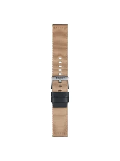 TISSOT Uhrenarmbänder-Original Textilarmband mit Lederelementen beige Bandanstoß 22 mm T85.2.0.46.752