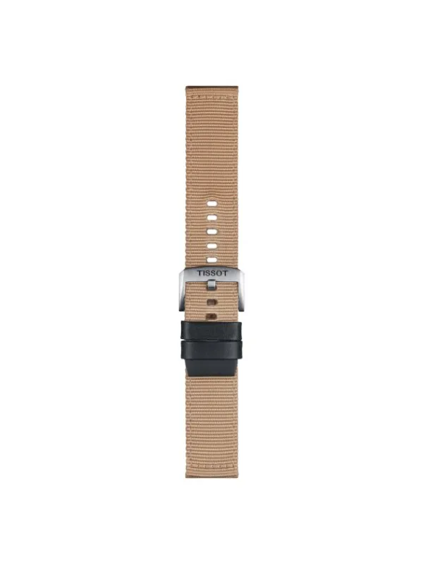 TISSOT Uhrenarmbänder-Original Textilarmband mit Lederelementen beige Bandanstoß 22 mm T85.2.0.46.752