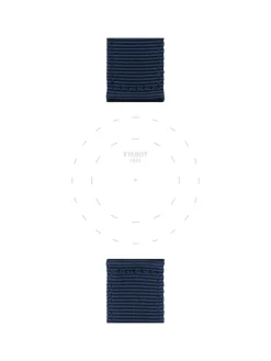 TISSOT Uhrenarmbänder-Original Textilarmband mit Lederelementen blau Bandanstoß 22 mm T85.2.0.46.754