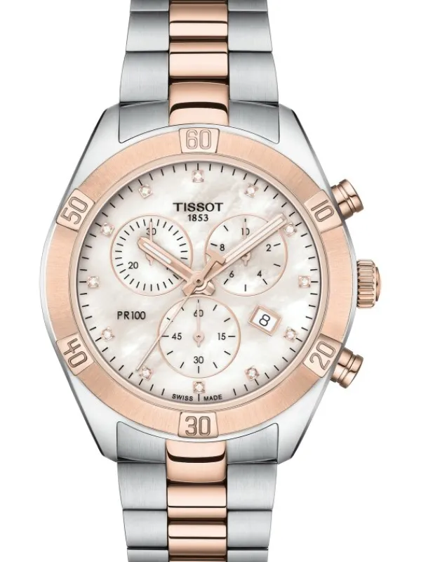 TISSOT Damenuhren-PR100 Quartz, Lady, Chrono, rosé, Diamanten T101.917.22.116.00