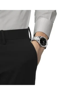 TISSOT Herrenuhren-PR100 Schwarz Stahl mit Metallband T150.410.11.051.00