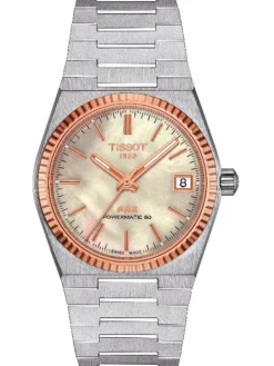 TISSOT Damenuhren-PRX 35mm Powermatic 80 Stahl & 18K Goldlünette T931.207.41.111.00