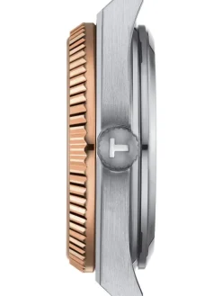 TISSOT Damenuhren-PRX 35mm Powermatic 80 Stahl & 18K Goldlünette T931.207.41.111.00