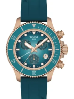 TISSOT Herrenuhren | Damenuhren-Seastar 1000 Quarz Chronograph 38 mm rosé türkis T120.217.37.041.00