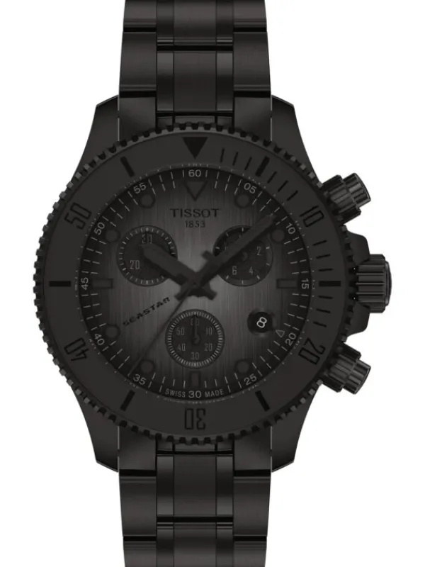 TISSOT Herrenuhren | Damenuhren-Seastar 1000 Quarz Chronograph 38 mm schwarz T120.217.33.061.00