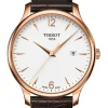 TISSOT Herrenuhren-TRADITION Quartz, rosé, Lederarmband T063.610.36.037.00