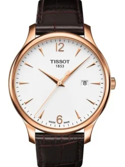 TISSOT Herrenuhren-TRADITION Quartz, rosé, Lederarmband T063.610.36.037.00