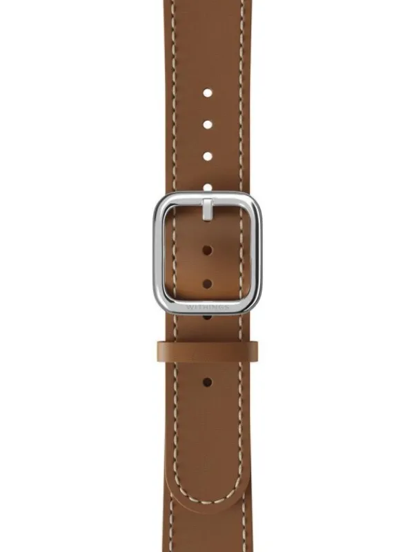 WITHINGS Uhrenarmbänder | Zubehör-Kalbsleder, braun, 18 mm, Schließe silbern 3700546703324