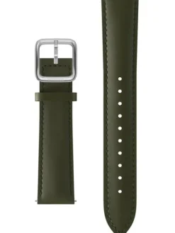WITHINGS Uhrenarmbänder-Kalbsleder, kaki grün, 18 mm, Schließe silbern 3700546707636